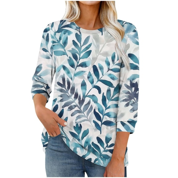 Spring Tops for Women Tops Spring Casual 3/4 Sleeve T Shirts for Women Plus Women's Blouses My Items Ordered