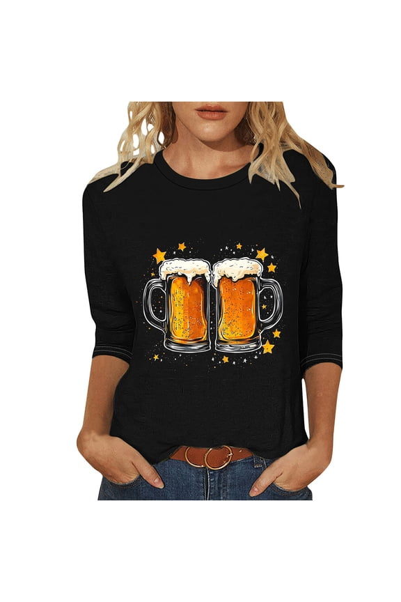 My Items Spring T Shirts for Women Plus Size Women's Tops Dressy Casual Womens Tops 3/4 Sleeve Loose Fit Women's Blouses reorder items