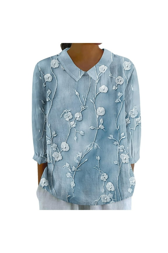 My Items Womens Fall Fashion 2025 Tops Women's Shirts Casual Women's Tops 3/4 Sleeve Fall Womens Blouses Casual Plus Size My Reorder List