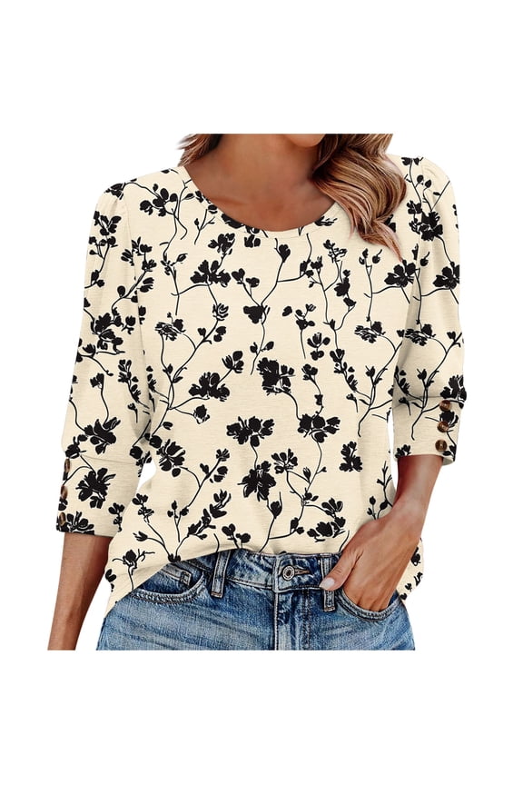 My Items Womens Spring Tops Casual Womens Shirts Casual Womens 3/4 Length Sleeve Tops Plus Size Women's Blouses Casual Reorder Items