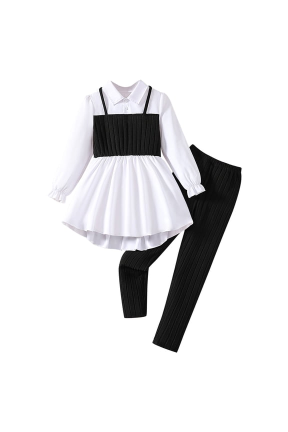 Kids 2 Piece Dance Outfit Children's Shirt Set Girls' Waist Cinched Top and Pants Set Sense Top and Pants Two-Piece Set My Items Ordered by Me Recently