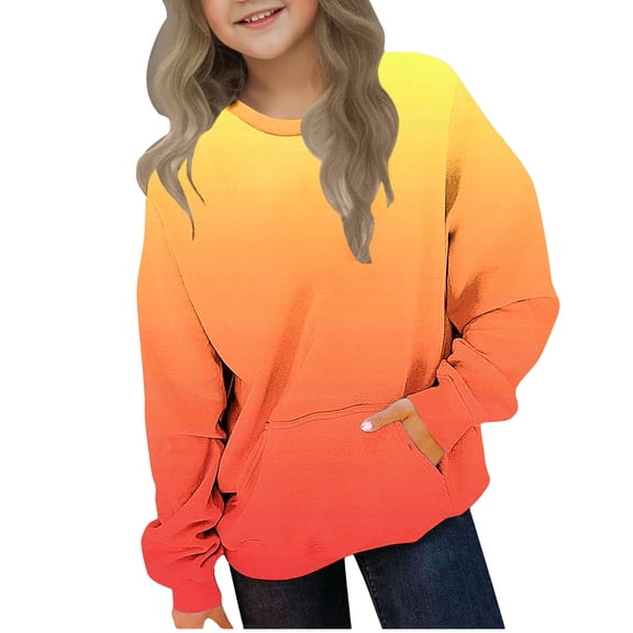 Fashion Fall Saving Kids Sweatshirts Toddler Kids Girls Boys Pullover Gradient Top Long Sleeve Crewneck Sweatshirt With Pocket New arrivals