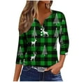 thumbnail image 1 of Fashion Fall Saving LiMoi Women's 3/4 Sleeve V Neck Top with All Over Christmas Pattern Tees Tshirts Shirts Blouse for Seasonal Celebration My Items, 1 of 5