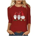 thumbnail image 1 of Fashion Fall Saving LiMoi Women's Christmas Blouse Three Quarter Sleeve Round Neck with Seasonal Print Tees Tshirts My Items, 1 of 5