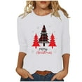 thumbnail image 1 of LiMoi Women's Cozy Xmas Tees with 3/4 Sleeve Round Neck and Jolly Xmas Tree Print Tshirts Tops Shirts Blouse My Items, 1 of 5