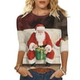 thumbnail image 1 of LiMoi Women's Festive Christmas Santa Shirt Three Quarter Sleeve Round Neck Casual Blouse for Party Tees Tshirts Tops My Items, 1 of 6