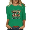 thumbnail image 1 of LiMoi Women's Holiday Reindeer Graphic Blouse 3/4 Sleeve Round Neck Comfort Fit Shirt Tees Tshirts Tops for Women My Items, 1 of 5
