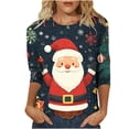 thumbnail image 1 of LiMoi Women's Holiday Santa Design Blouse Three Quarter Sleeve Round Neck Soft and Stretchy Top Tees Tshirts Shirts My Items, 1 of 5