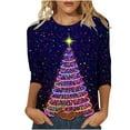 thumbnail image 1 of LiMoi Women's Round Neck 3/4 Sleeve Xmas Tops with a Fun and Festive Tree Design Tees Tshirts Shirts Blouse My Order My Items, 1 of 5