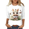 thumbnail image 1 of LiMoi Women's Round Neck Holiday Blouse with Easter Day Print Three Quarter Sleeve Top Tees Tshirts My Items, 1 of 5