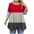 thumbnail image 1 of Fashion Fall Saving LiMoi Women's Soft Color Blocked Top 3/4 Sleeve Round Neck Loose Fit Shirt Tees Tshirts for Relaxed Style My Order My Items, 1 of 5
