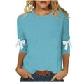 thumbnail image 1 of Fashion Fall Saving LiMoi Women's Solid Color 3/4 Sleeve Round Neck Basic Tees Tshirts Tops Shirts Blouse for Casual Everyday Wear My Items, 1 of 5