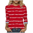 thumbnail image 1 of LiMoi Women's Striped Blouse 3/4 Sleeve Round Neck Comfort Fit Top Tees Tshirts for Everyday Wear My Order My Items, 1 of 6