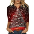 thumbnail image 1 of Fashion Fall Saving LiMoi Women's Three Quarter Sleeve Round Neck Top for the Holidays with Unique Tree Print Casual Tees Tshirts Shirts and Blouse My Items, 1 of 5
