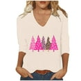 thumbnail image 1 of Fashion Fall Saving LiMoi Women's V Neck 3/4 Sleeve T-Shirt with Christmas Tree Print for Gift Ideas Tees Tshirts Tops Blouse My Items, 1 of 5