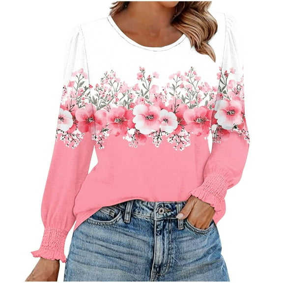 Long Sleeve Tops for Women Workout Women's Shirt Dressy Casual Pullover Oversized Tee Shirts Plus Size My Order My Items