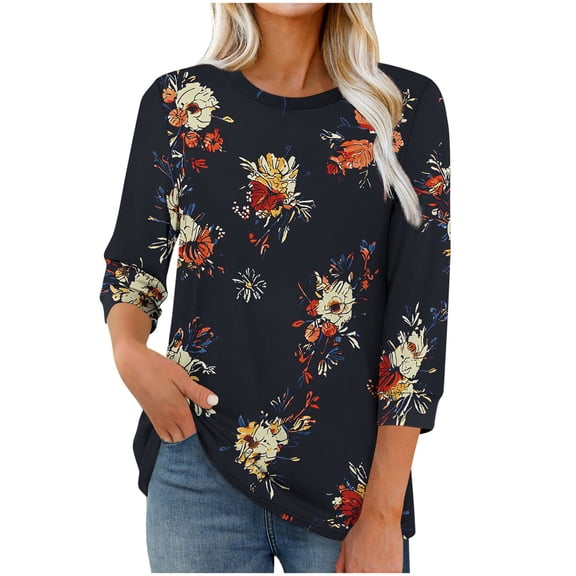 Fashion Fall Saving My Items Fall Shirts for Women Women's Shirt Womens 3/4 Sleeve Shirts Plus Size Womens Blouses Casual Loose Fit my order