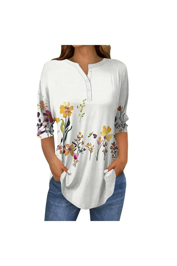Fashion Fall Saving My Items Women's BlouseFall T Shirts Womens 3/4 Sleeve Shirts Work Blouses My Reorder List