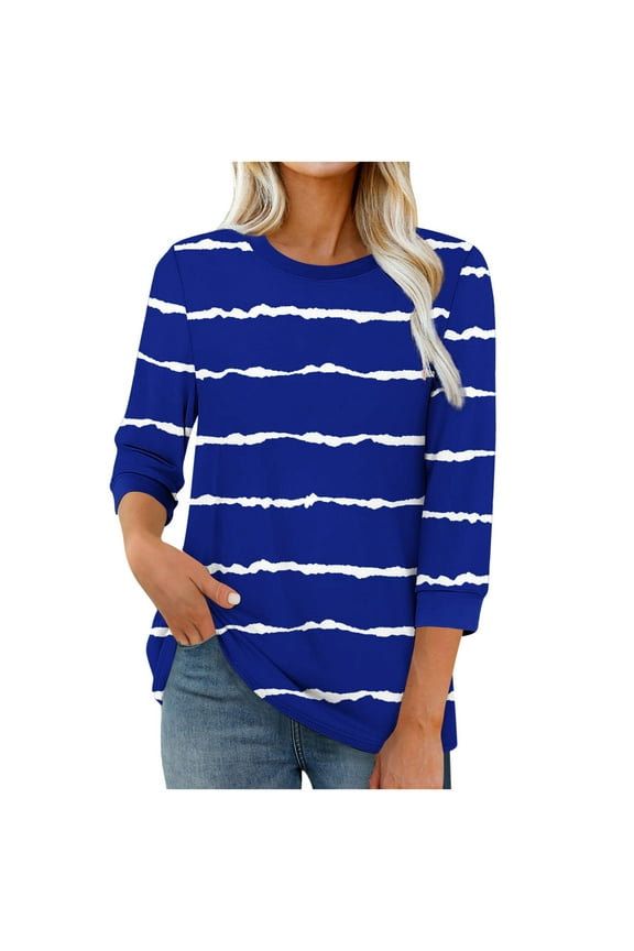 Fashion Fall Saving My Items Women's T Shirts Women's Tops Plus Sized 3/4 Sleeve Tops for Women Plus Size Women's Blouse Get it Fast