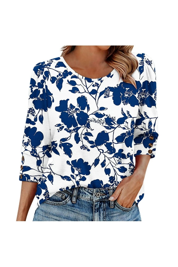 My Items Womens Tops Loose Fit Womens Tops Plus Size Pink 3/4 Sleeve Graphic T Shirts for Women Blouses My Order