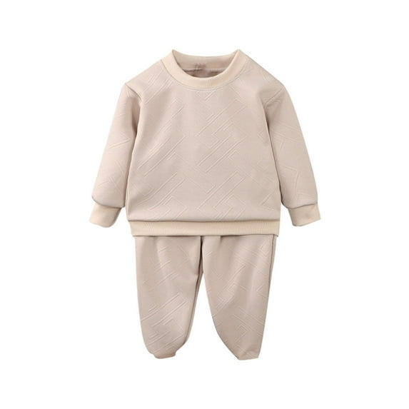 Fashion Outfits for Kids 2 Piece Sets Children's Solid Color Casual Fashion Long Sleeved Round Neck Sweatshirt and Long Pants Two-Piece Set for Kids My Orders Placed Recently