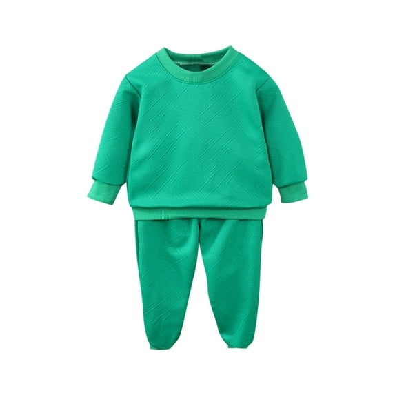 Fashion Outfits for Kids 2 Piece Sets Children's Solid Color Casual Fashion Long Sleeved Round Neck Sweatshirt and Long Pants Two-Piece Set for Kids My Orders Placed Recently