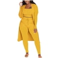 thumbnail image 1 of Fashion Outfits Set for Women 2 Piece Fall Outfit Women's Fashion Solid Color Round Neck Elastic Waist Pocket Free Pants 3 Piece Set Get it Fast, 1 of 6