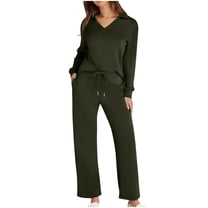 Outfits Set for Women 2 Piece Fall Sets for Women Solid Color Long Sleeve Shirt Elastic Waist Draw Rope Pocket Pants Two Piece Set my items ordered by me recently