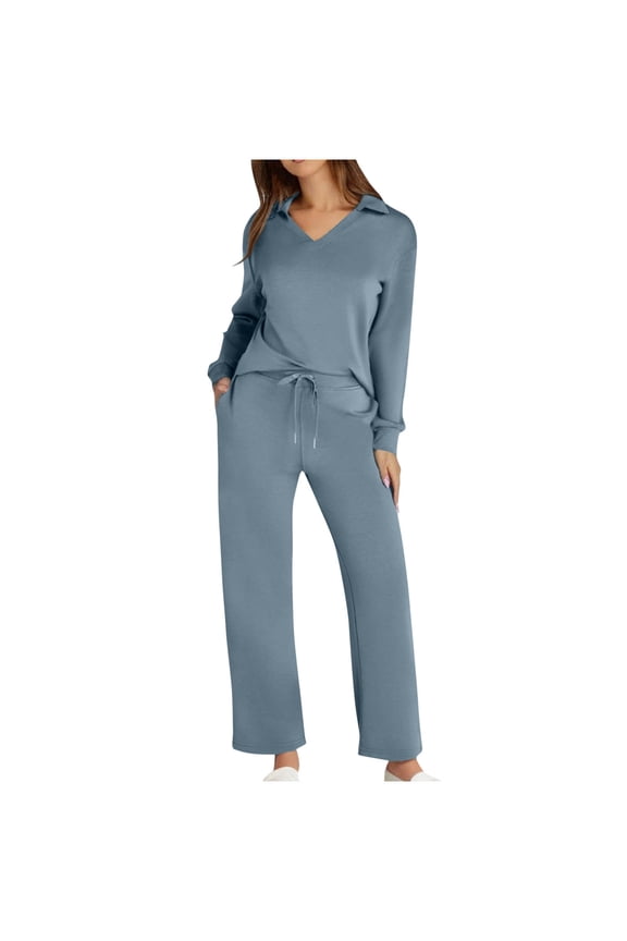 Outfits Set for Women 2 Piece Fall Sets for Women Solid Color Long Sleeve Shirt Elastic Waist Draw Rope Pocket Pants Two Piece Set my items ordered by me recently