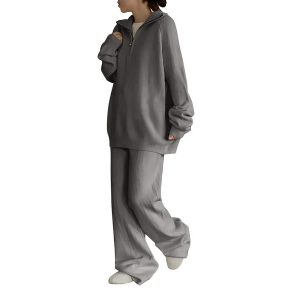 Outfits Set for Women 2 Piece Fall Sets Womens Solid Color Loose Pullover Sweater Casual Wide leg Trousers Knitted Two piece Suit my items ordered by me recently