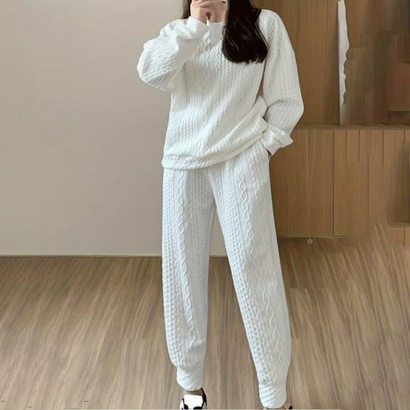 Fashion Outfits Set for Women Fall Sweater Set Women's Long Sleeved Casual Loose Sports Round Neck Pullover Long Sleeved Sweatshirt Set my items ordered by me recently