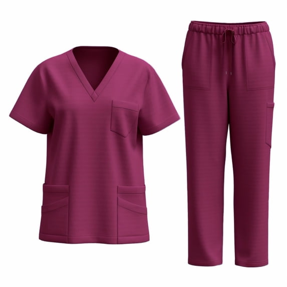 Fashion Fall Saving Outfits Set for Women Matching Sweatsuit Women Women's Solid Color V Neck Pocket With Elastic Drawstring Waist Long Pants Dry Cleaning Hand Clothes Nurse Clothes Suit my items