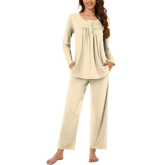 Fashion Fall Saving Outfits Set for Women Sweater and Pants Set for Women Womenfashionable And Casual Loose Printed Round Neck Button Up Long Sleeved Pants Pajama Set my orders placed recently