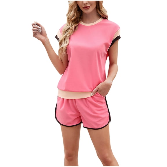 Fashion Outfits Set for Women Sweatsuits Women's Solid Color Round Neck Loose Fitting Pullover Short Sleeved With Elastic Pockets and Shorts my orders placed recently by me