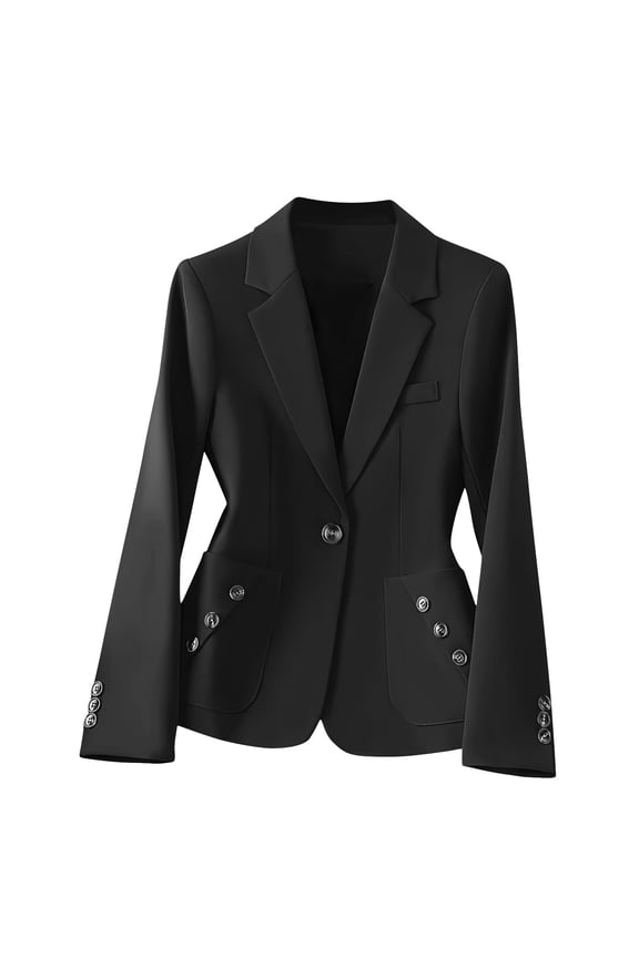 Black Blazer Ladies Long-sleeved Lapel Solid Color Temperament Casual Suit Jacket My Cart Items Today