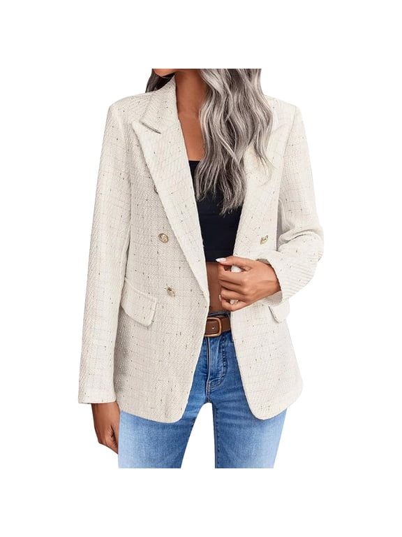 Black Blazer Women Tall Women'S fall Casual Long Sleeve Suit Woolen Coat Get It Fast
