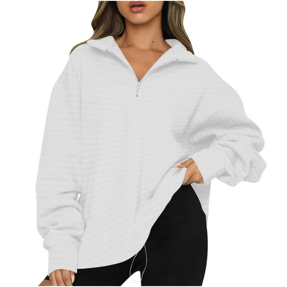 Pohista Oversized Sweatshirt for Women Zip up Shirts Fall Ladies Tunic Fall Tops Long Sleeve Fall Blouses My Orders Placed recently