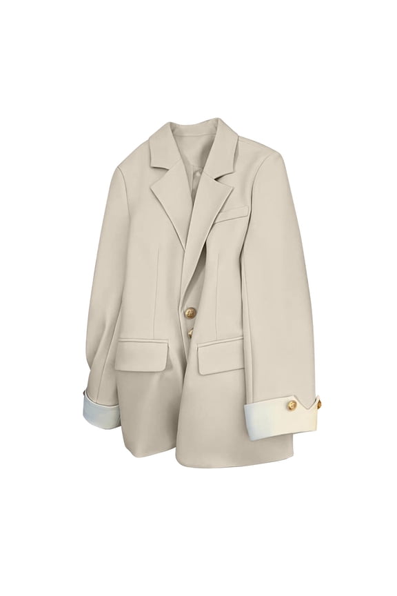 Summer Blazers for Women Lightweight Solid Color Button Turndown Collar Patchwork Sleeve Suit Reorders from My past Orders