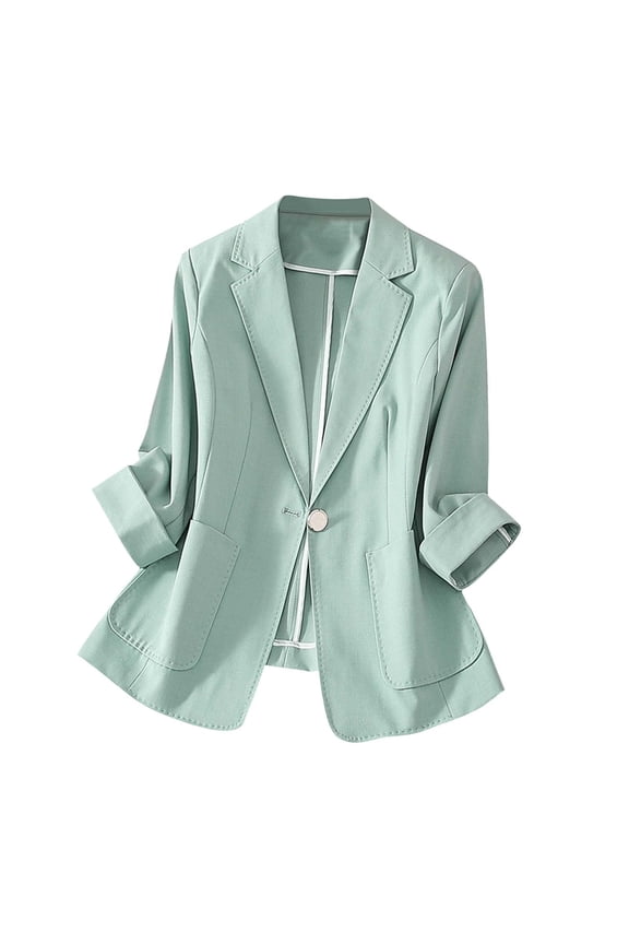 Women's Blazer Ladies Solid Color Lapel Button Elegant Suit Jacket My Items Saved for Later