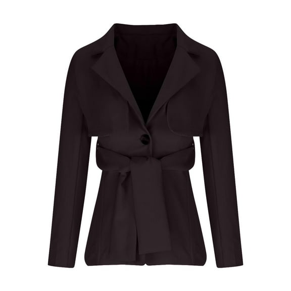 Pohista Womens Blazers for Work Casual 3/4 Sleeve Solid Color Strappy Lapel Button Up Long Sleeve Hoodless Outwear Jacket My Order