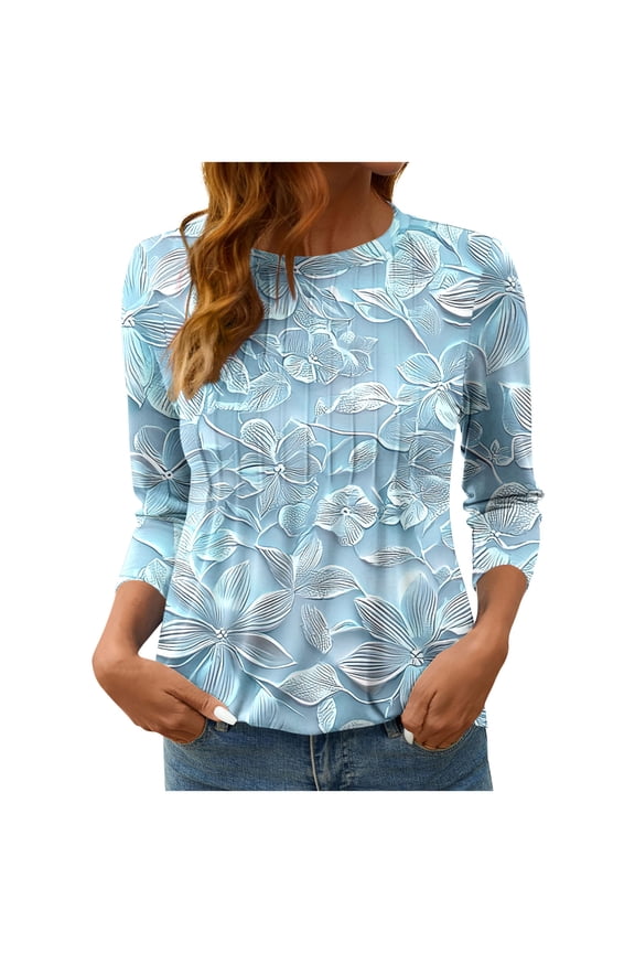 Women Fall Shirts Women's Tops 3/4 Length Sleeve Womens Tshirt Womens Blouses My Items Ordered