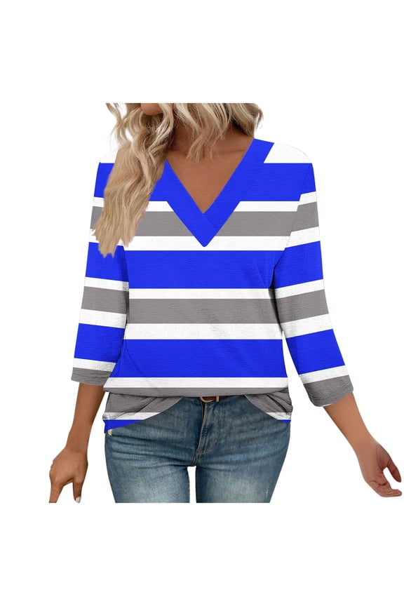 Women Fall Tops Womens Shirts Casual Print 3/4 Length Sleeve Womens T Shirts Womens Blouses Fall Boho New & Trending