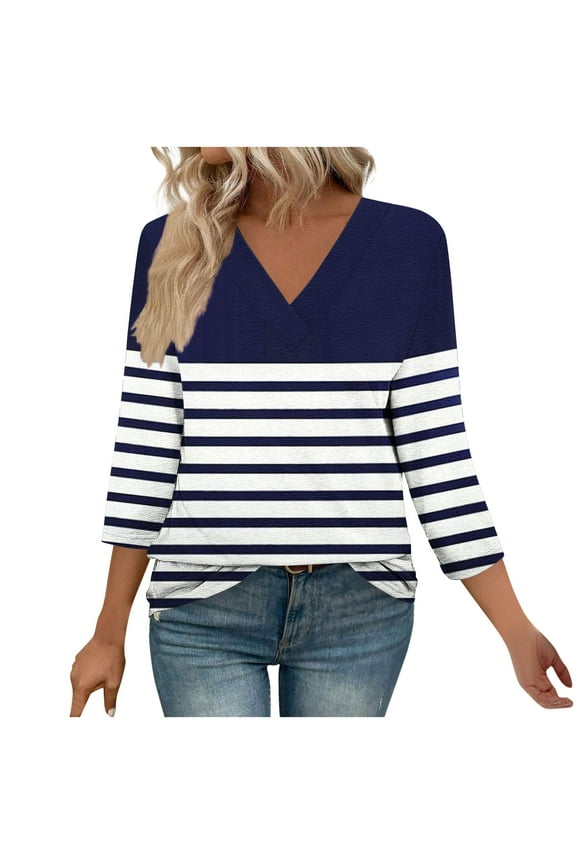 Women's Boho Tops for Spring Womens Shirts Spring Casual 3/4 Length Sleeve Womens Tops Women's Blouses Work Spring My Reorder List