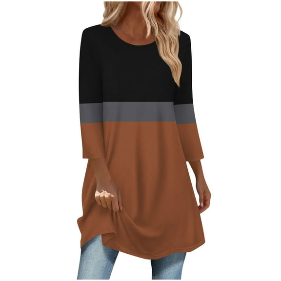 Women's Spring Shirts Womens Tops Casual Loose Fit Quarter Sleeve Tops Women's Blouses Plus Size Casual Get It Fast