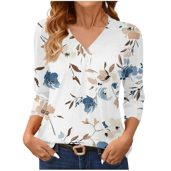 Women's Spring Tops Women's Tops Casual Short Womens Tops 3/4 Sleeve Plus Size Womens Blouses Spring New & Trending