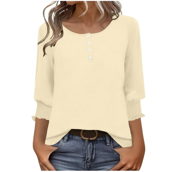 Fashion Fall Saving Womens Fall Blouses Dressy Casual Women's Shirts Casual Fall Womens Petite Tunic Tops 3/4 Sleeve Womens Blouses Fall My Items