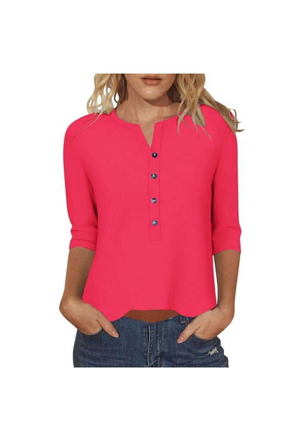 Womens Spring Tops Women's Tops Women Tops 3/4 Length Sleeves Blouses My Items