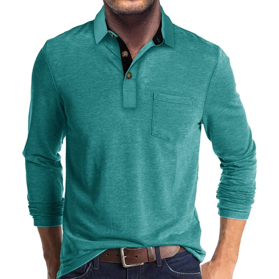 Fashion Fall Shirts for Mens Plus Size Casual Color Block Long Sleeve Turndown Collar Blouse