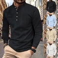 thumbnail image 1 of Fashion Fall Shirts for Mens Plus Size Casual Solid Color Long Sleeve Round Neck Collar Blouse, 1 of 9