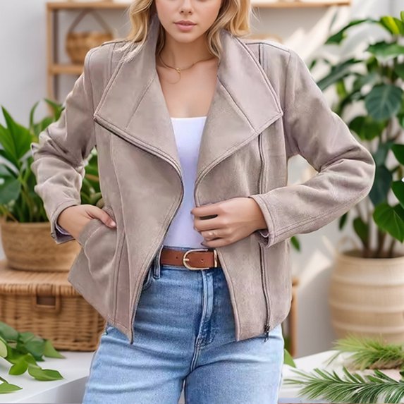 Fashion Fall Winter Short Moto Jacket For Women Casual Suede Leather Look Outerwear Winter Coats Women Ladies Winter Coats 3x Rain Jacket Women Aline Coat plus Size Long Jackets for Women Winter